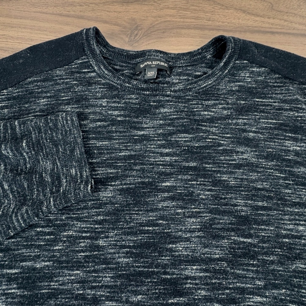 Banana Republic Mens Black Heathered Long Sleeve Crew Neck Light Sweater‎ XXL